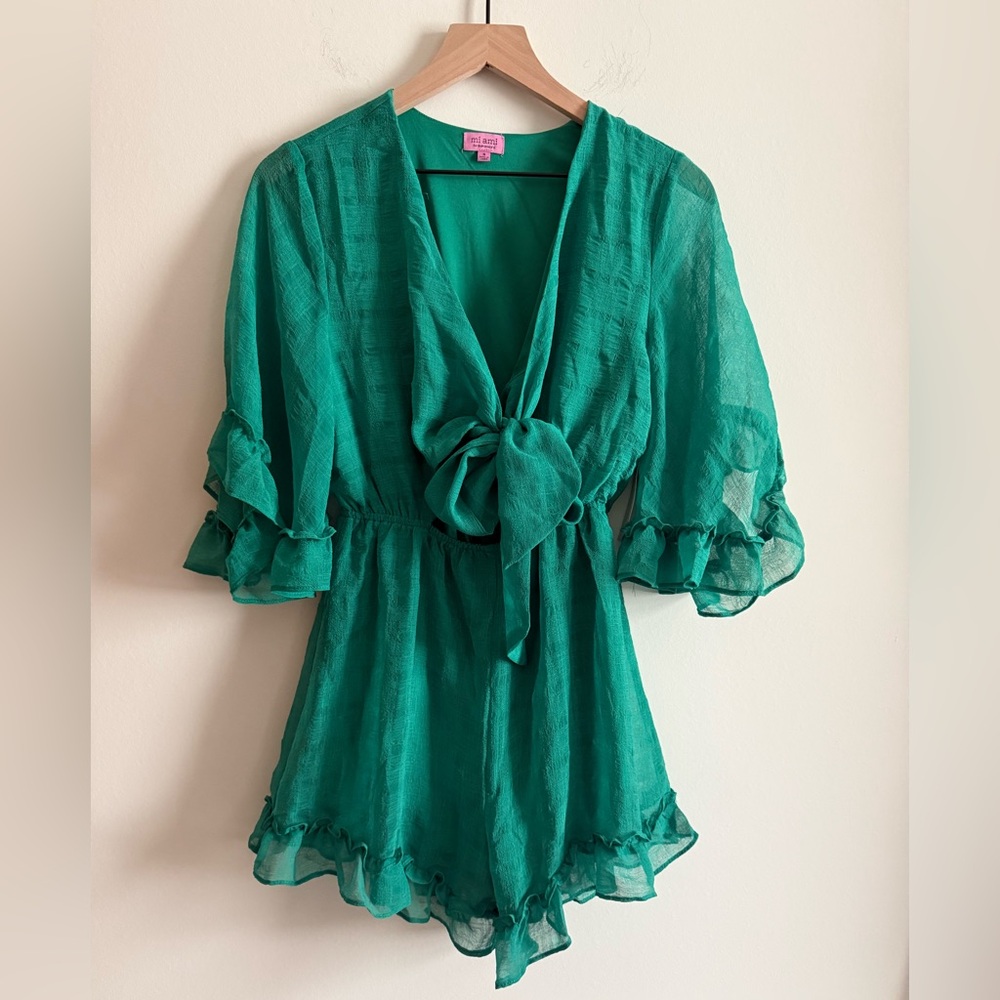 Mi ami Green Ruffle Sleeve Jumpsuit